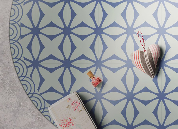 Indoor vinyl rug geometric star