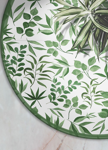 Indoor vinyl rug small leaves