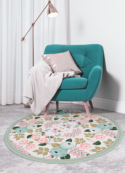 Round vinyl rug flowers
