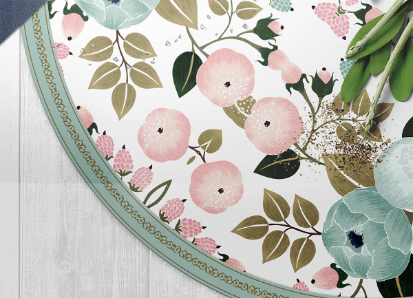 Round vinyl rug flowers