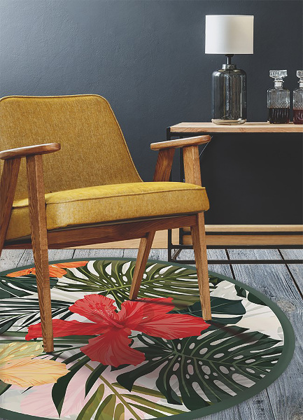 Fashionable vinyl rug paradise flowers