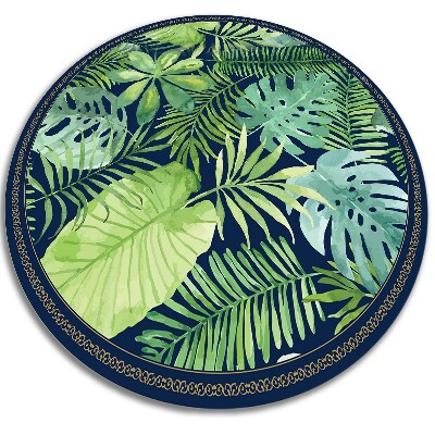 Fashionable vinyl rug tropical leaves