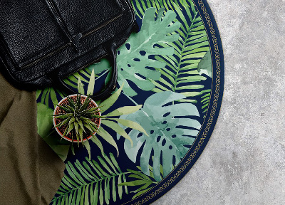 Fashionable vinyl rug tropical leaves