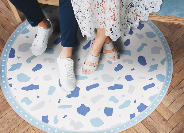 Round interior PVC carpet abstract spots