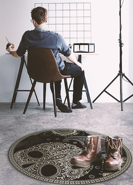 Round vinyl rug oldchoolowe skull