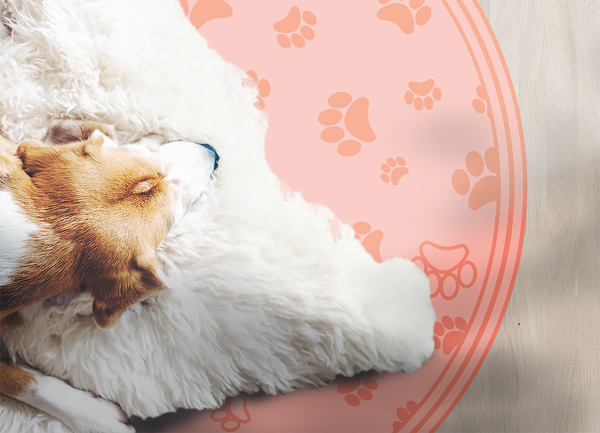 Round vinyl rug paw prints