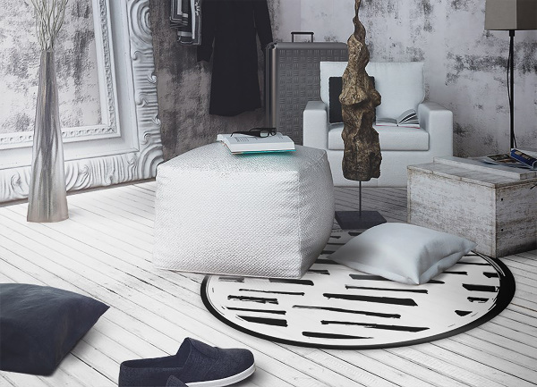 Round vinyl rug brush strokes