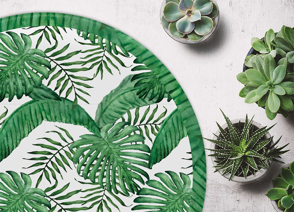 Round interior PVC carpet palm leaves