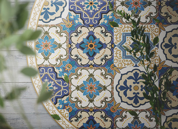 Indoor vinyl carpet Portuguese tiles