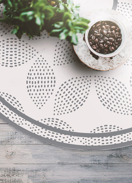 Round vinyl rug dot flowers
