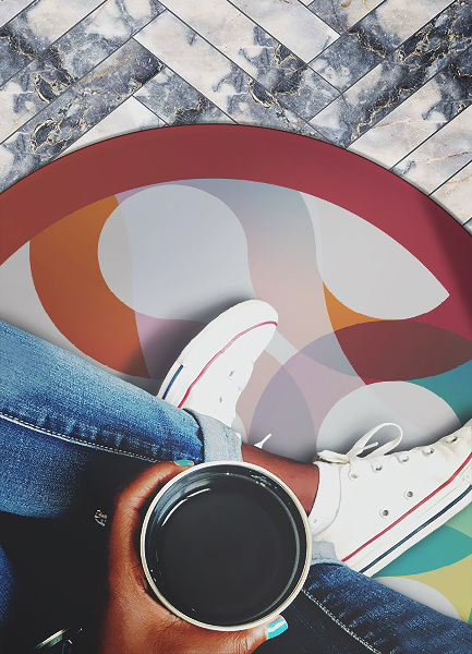 Universal vinyl carpet abstract shapes