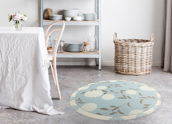 Round vinyl rug large buds
