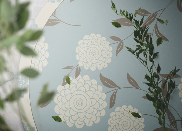 Round vinyl rug large buds
