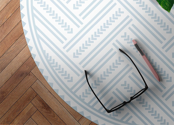 Fashionable Round PVC rug herringbone zigzag