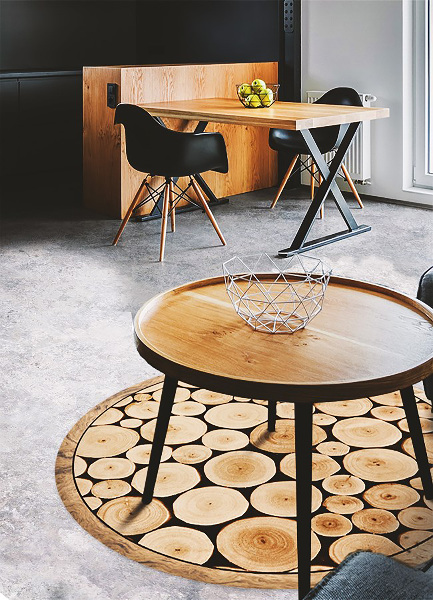 Fashionable vinyl rug cross-sectional provides