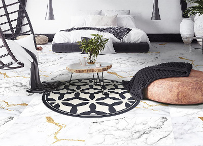 Round vinyl rug geometric shapes
