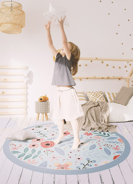 Indoor vinyl rug meadow flowers