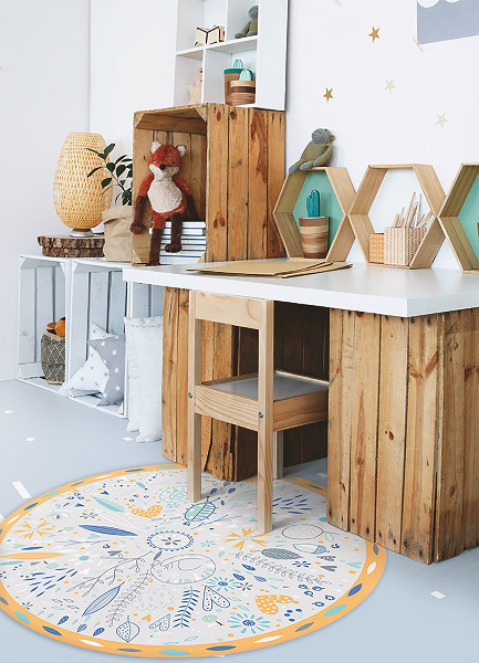 Indoor vinyl rug meadow motives