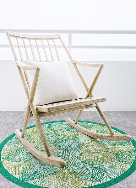 Indoor vinyl rug skeleton leaves