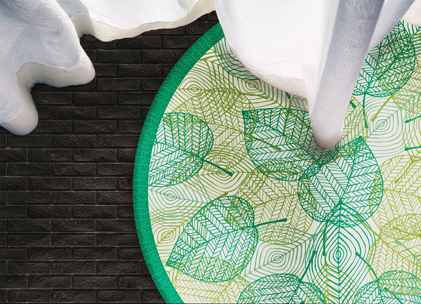 Indoor vinyl rug skeleton leaves