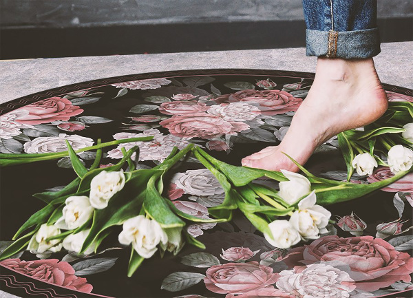 Indoor vinyl rug Roses