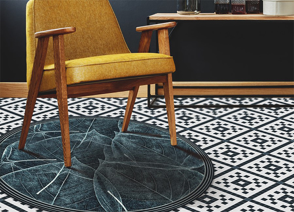 Round interior PVC carpet leaf