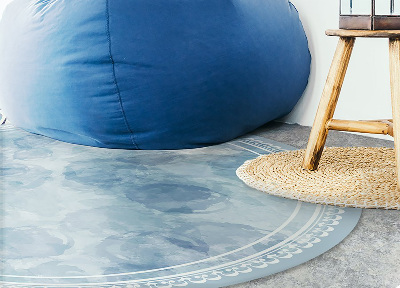 Round interior PVC carpet watercolor stains