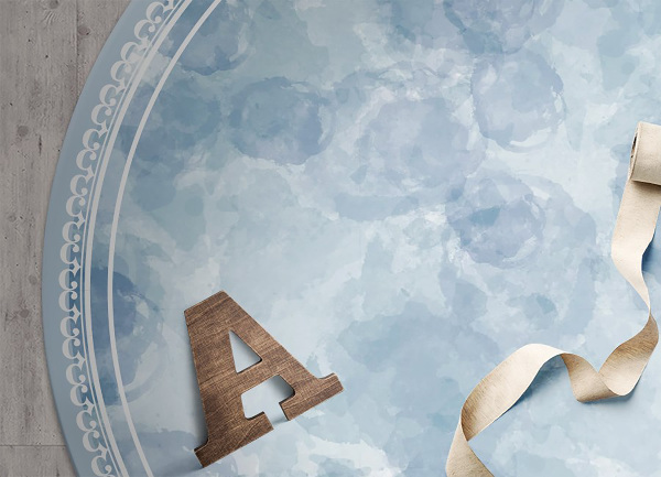 Round interior PVC carpet watercolor stains