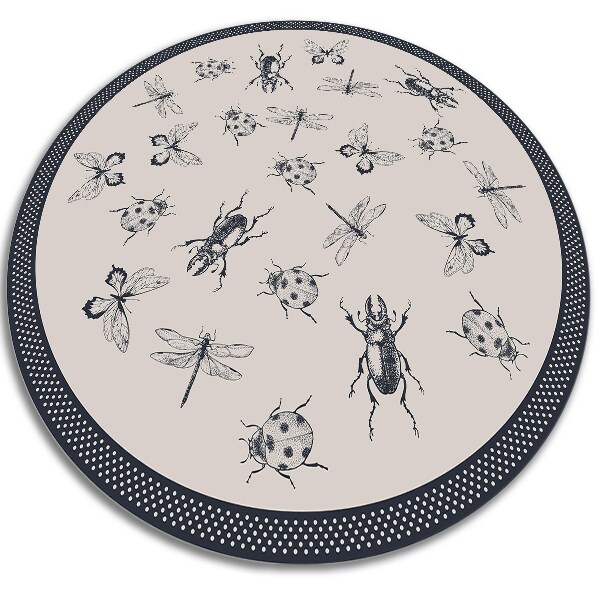 Round vinyl rug a variety of insects