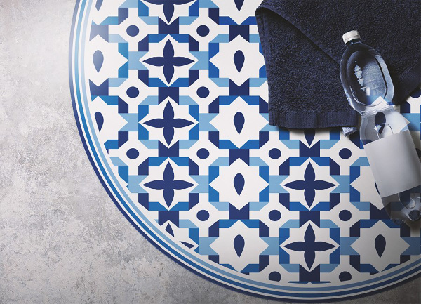 Indoor vinyl carpet geometric shapes