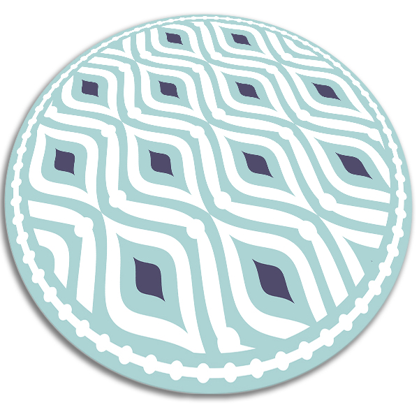 Round vinyl rug geometric waves
