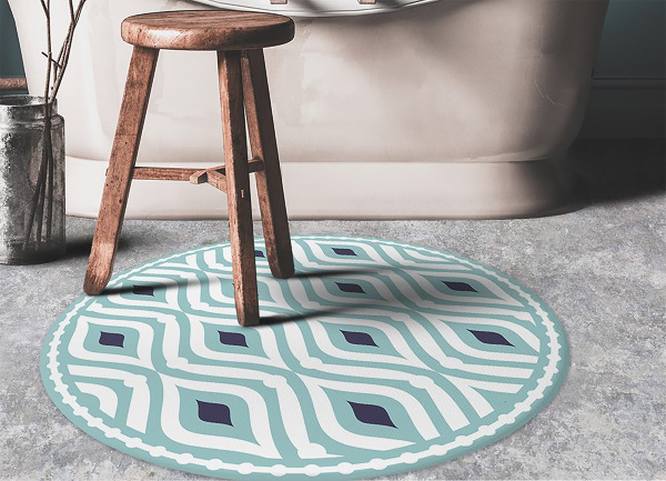 Round vinyl rug geometric waves