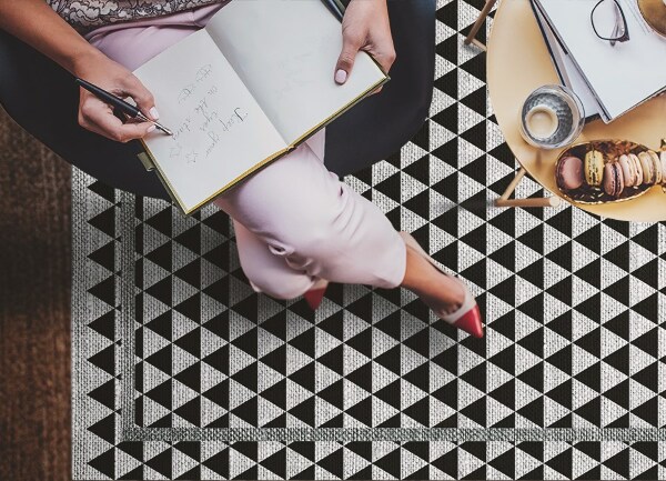 Indoor vinyl PVC carpet Black and white triangles