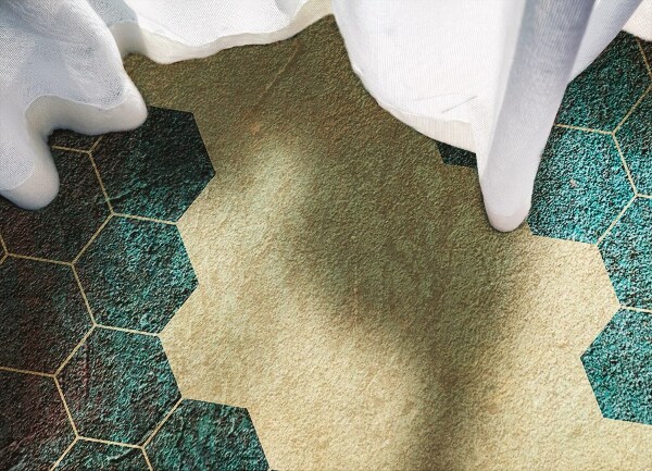 Universal vinyl rug Concrete hexagons