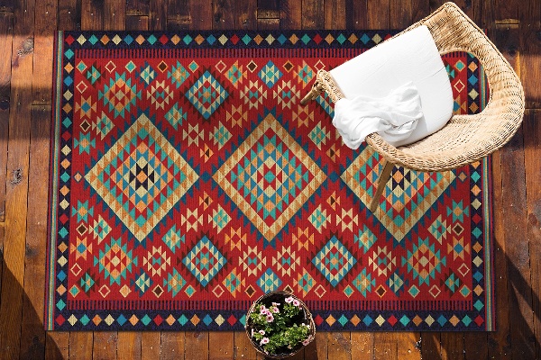 Beautiful outdoor mat Retro colored triangles