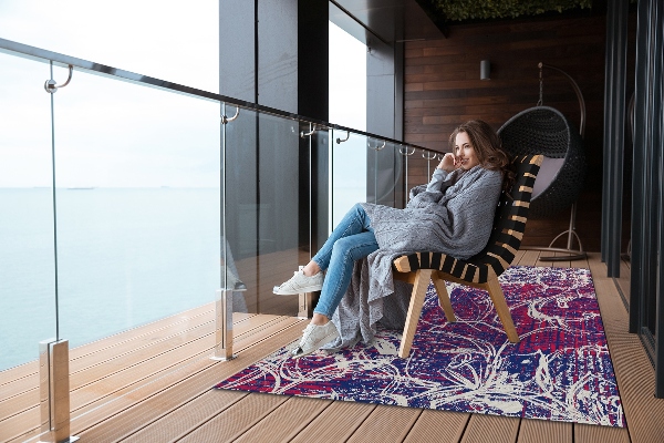 Outdoor mat for patio retro abstraction