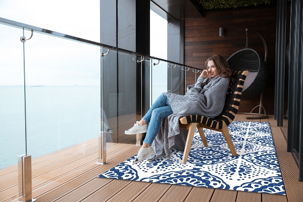 Outdoor mat for patio blue widgets