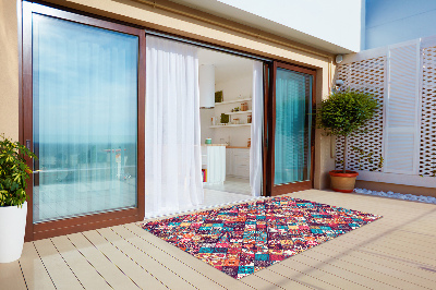 Outdoor mat for patio colorful mosaic