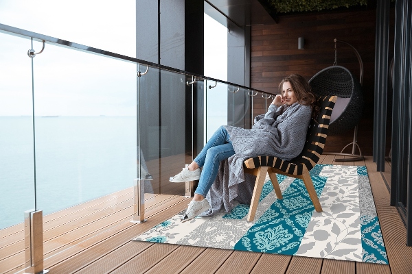 Carpet for terrace garden balcony Mosaic flowers
