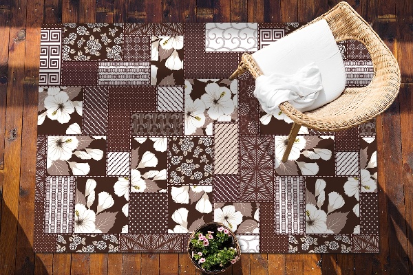 Outdoor rug for terrace flowers collage