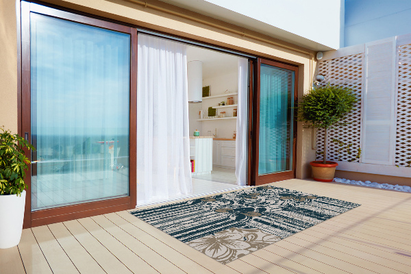 Carpet for terrace garden balcony Flowers and lines