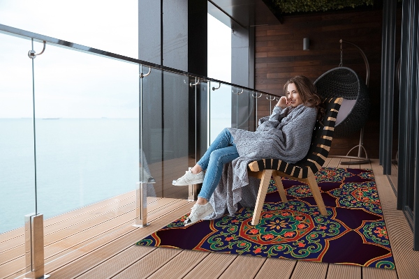 Outdoor mat for patio mandala ornament
