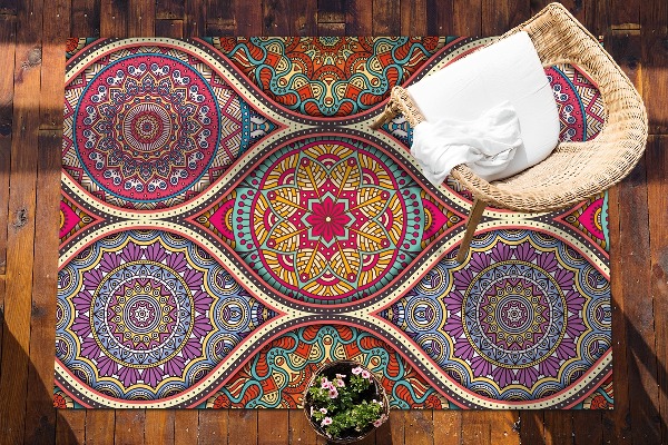 Outdoor mat for patio colorful mandala