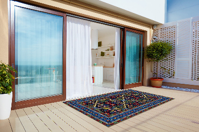 Printed carpet for terrace patio Geometric retro flowers