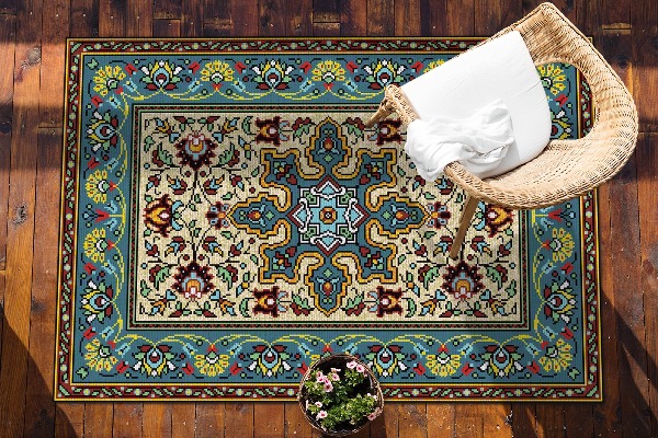 Amazing garden rug Colorful geometric patterns