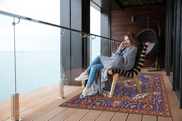 Outdoor terrace carpet folk style