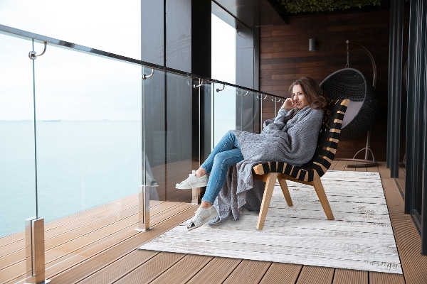 Balcony rug White boards texture