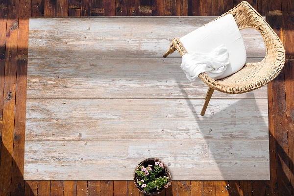 Outdoor mat for patio antiqued boards