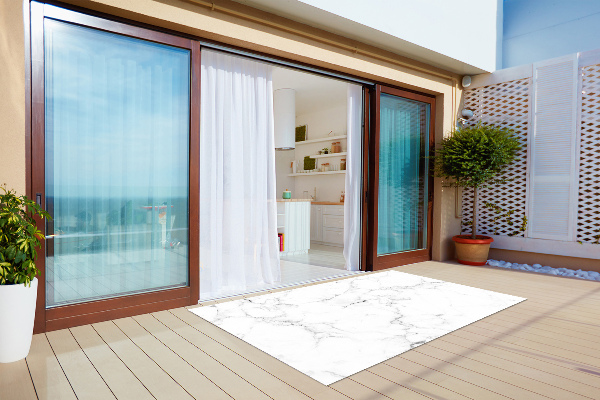 Modern terrace mat Marble black and white