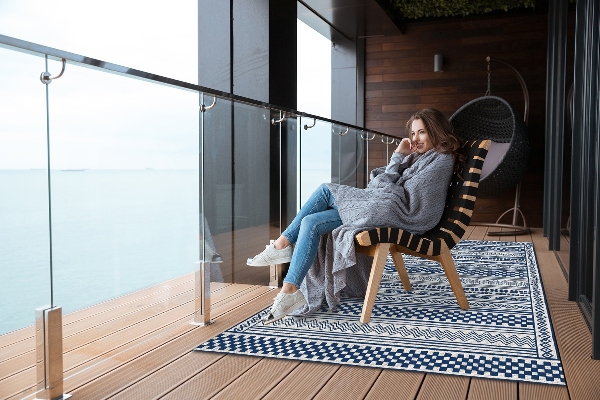Modern outdoor rug geometric trail